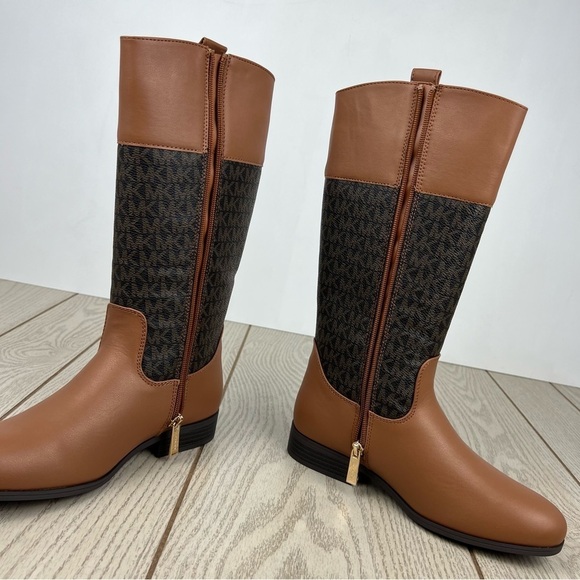 Michael Kors Big Girls Finley Heart Logo Tall Shaft Boots Caramel Brown $69 - Picture 4 of 10